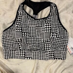 Sports Illustrated Black & White Geo Triangle Racerback Sports Bra